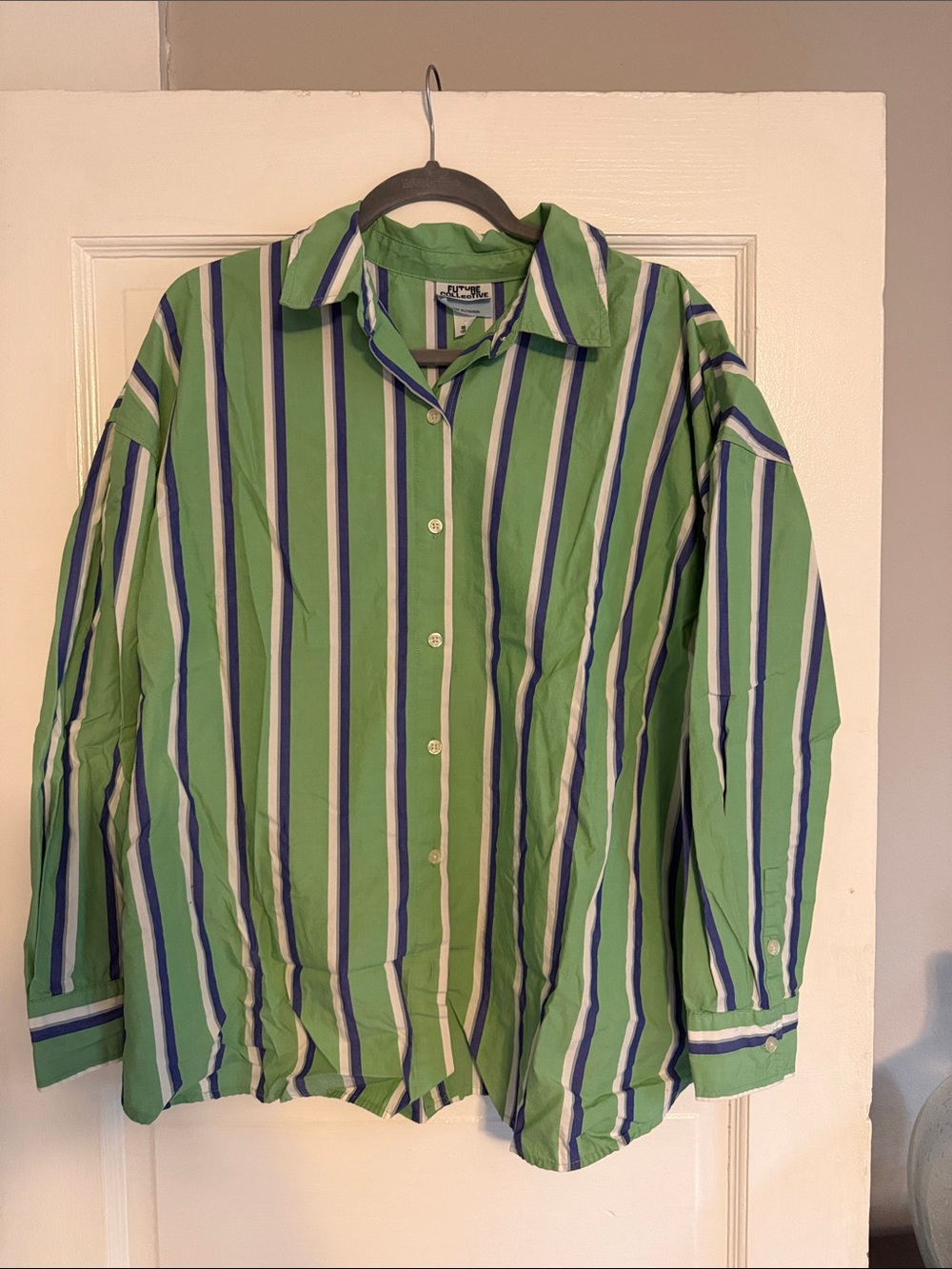 Future Collective Green Striped Button-Down Shirt - Casual Relaxed Fit